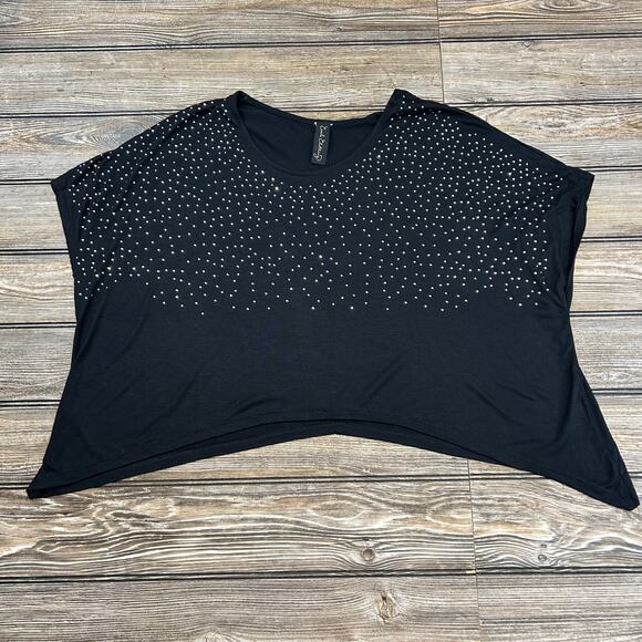 Y2K Black Studded Oversized Crop Top, Size Small/Medium - Picture 3 of 6